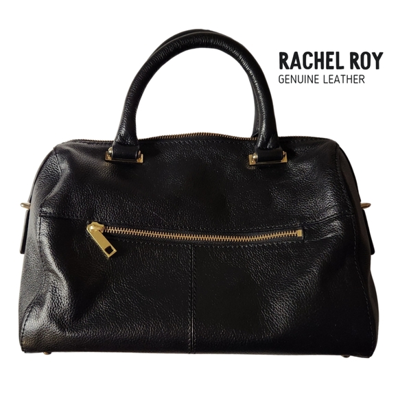 RACHEL Rachel Roy Handbags - Rachel Roy Satchel Bag Black Genuine Leather and Gold Tone Hardware with Handles